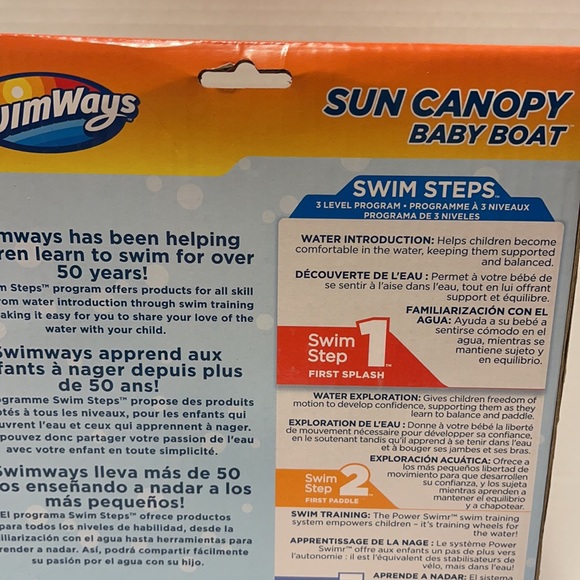 Swimways 9-24 Month Step 1 Blue Whale Sun Canopy Baby Boat Pool Float - Picture 5 of 5
